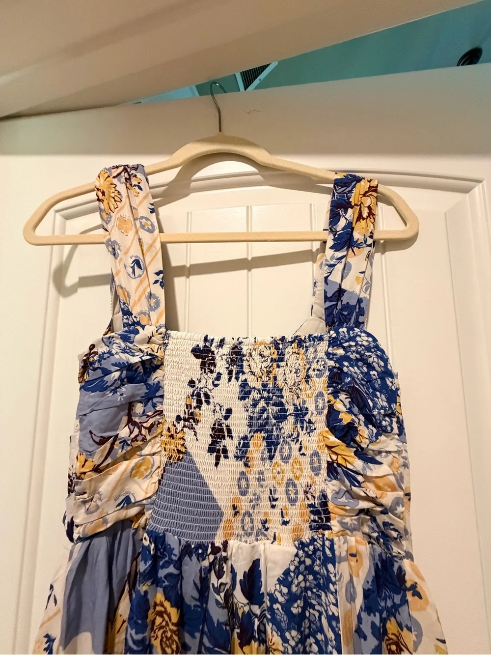 Free People Blue, White & Yellow Floral Maxi Dress